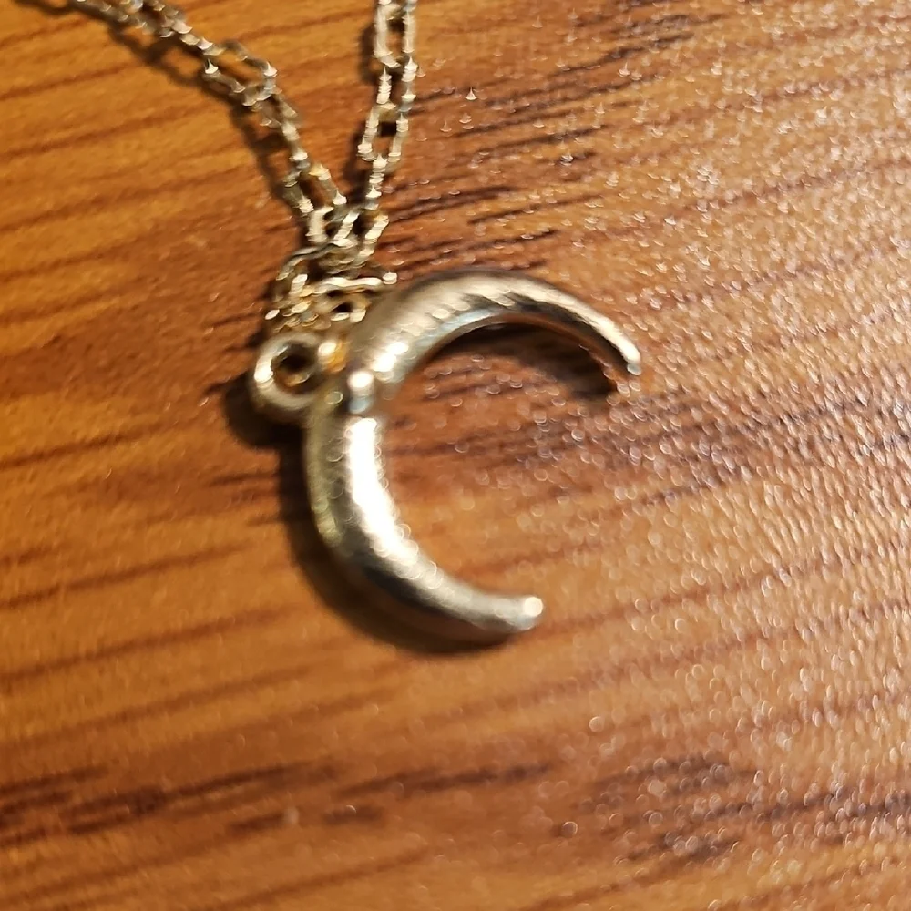 Kids Gold Crescent Moon Necklace with Crystals 12